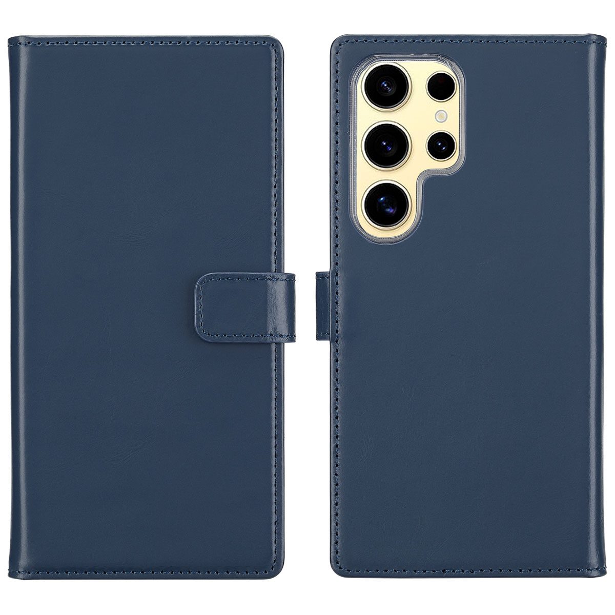 Selencia Echt Leren Bookcase voor de Samsung Galaxy S25 Ultra - Blauw