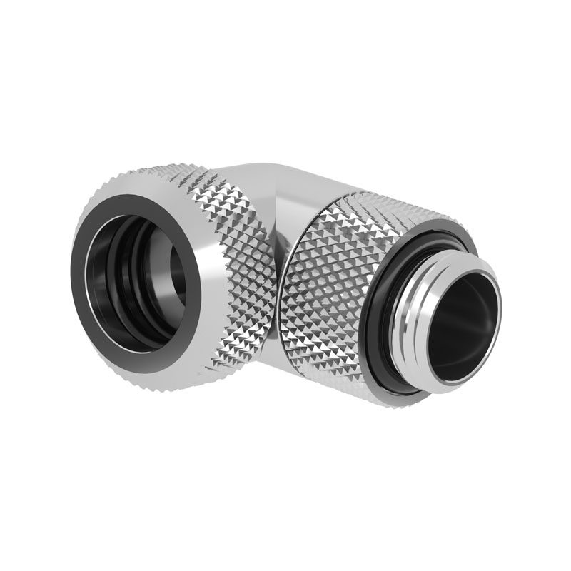 Barrow Multi-Link Adapter Connection 90 Degrees G1/4 Inch AG to 12mm OD Hardtube - Rotatable, Silver