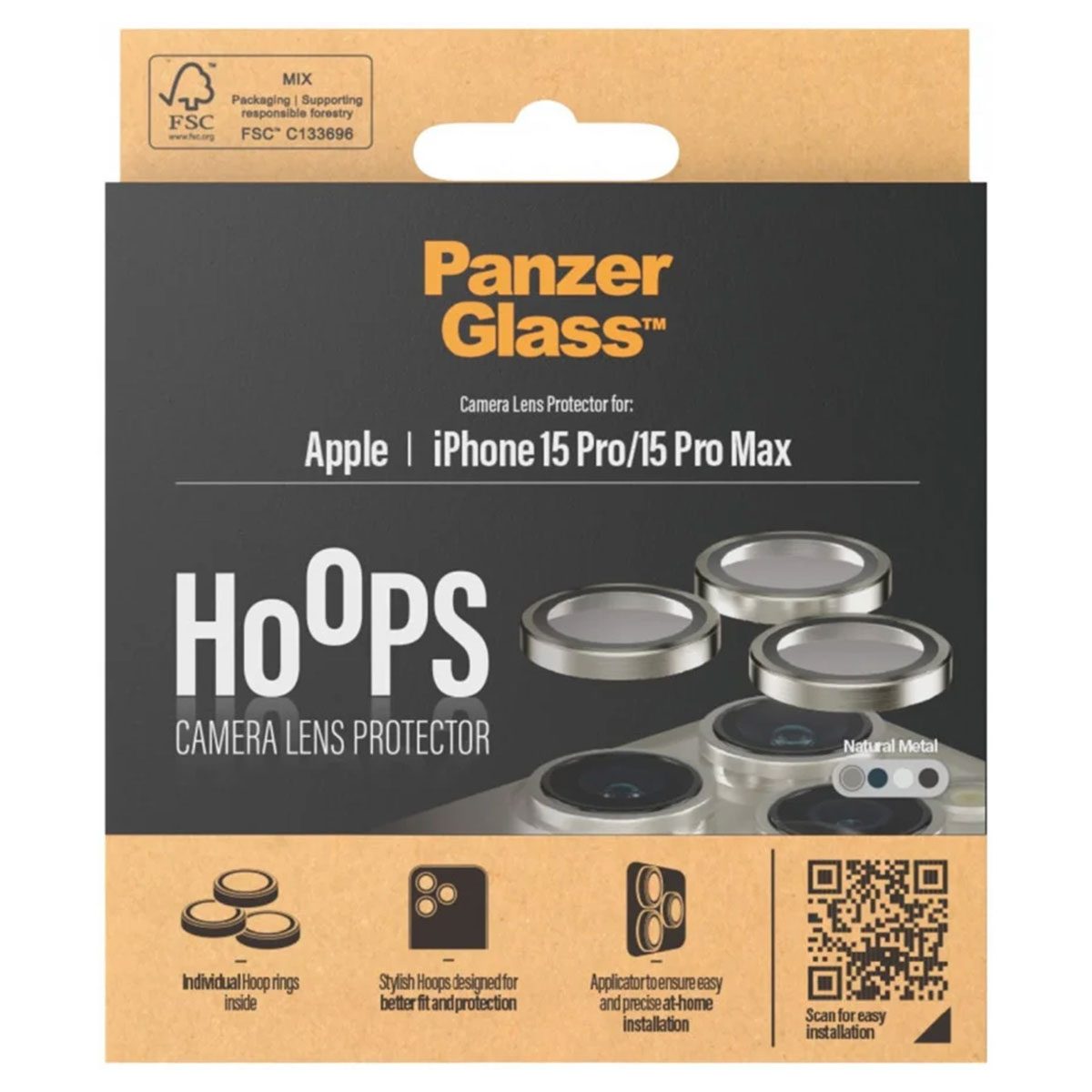 PanzerGlass? Hoops? Natural Metal Camera Lens Protector iPhone 15 Pro | 15 Pro Max